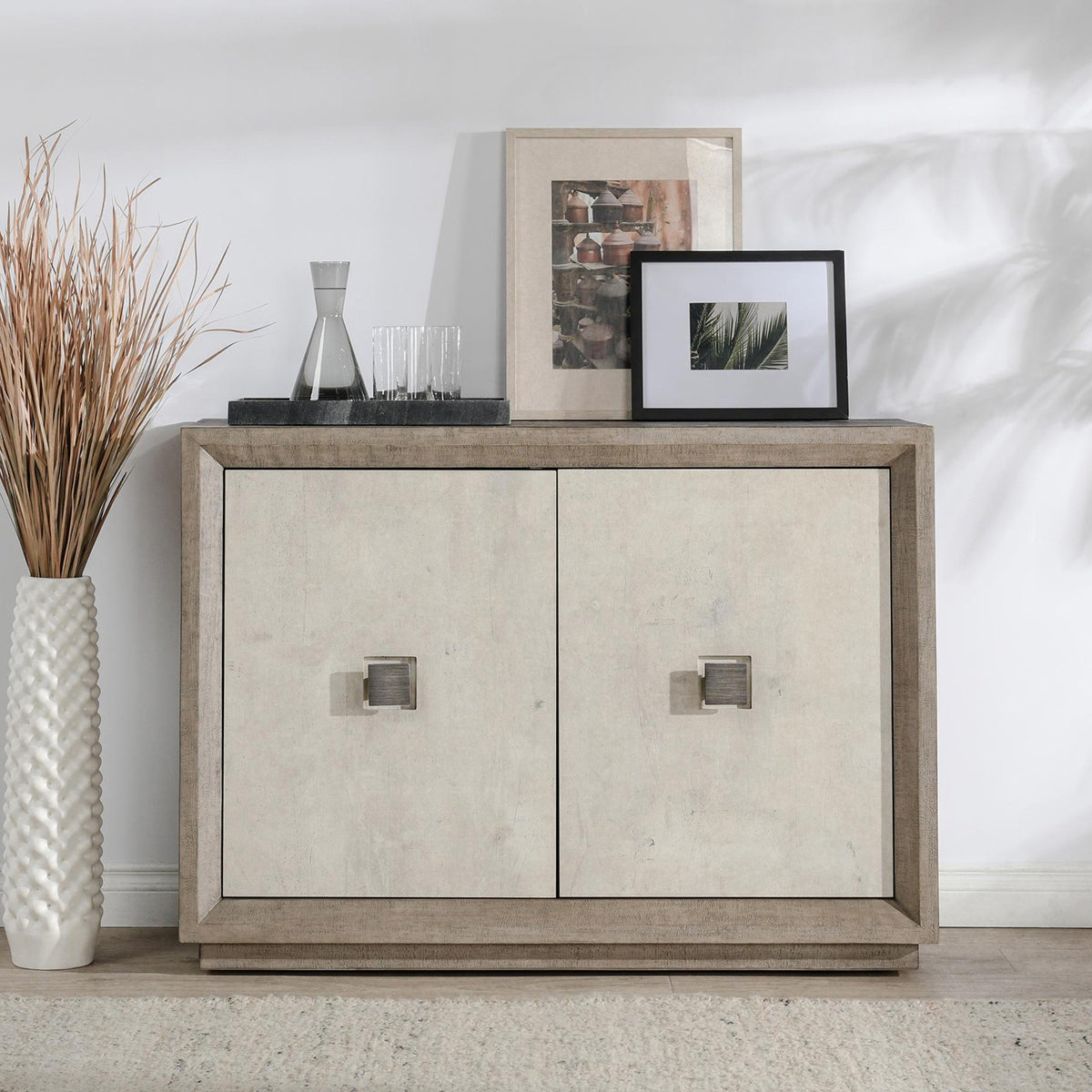 Denver 2 Door Cabinet Distressed - Gray/Antique White