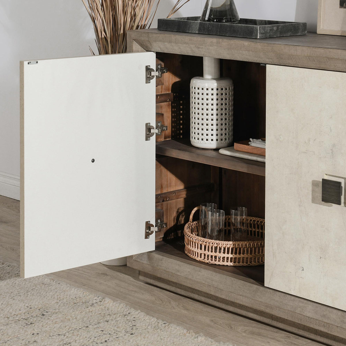 Denver 2 Door Cabinet Distressed - Gray/Antique White