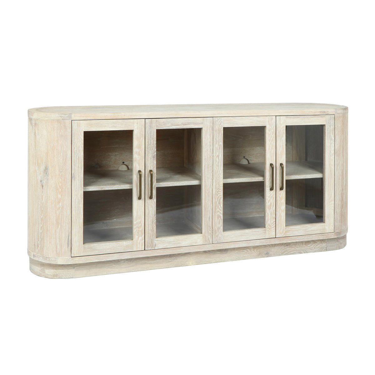 Travelle Cream Wash Oak Wood 4 Door Oval Buffet 78"