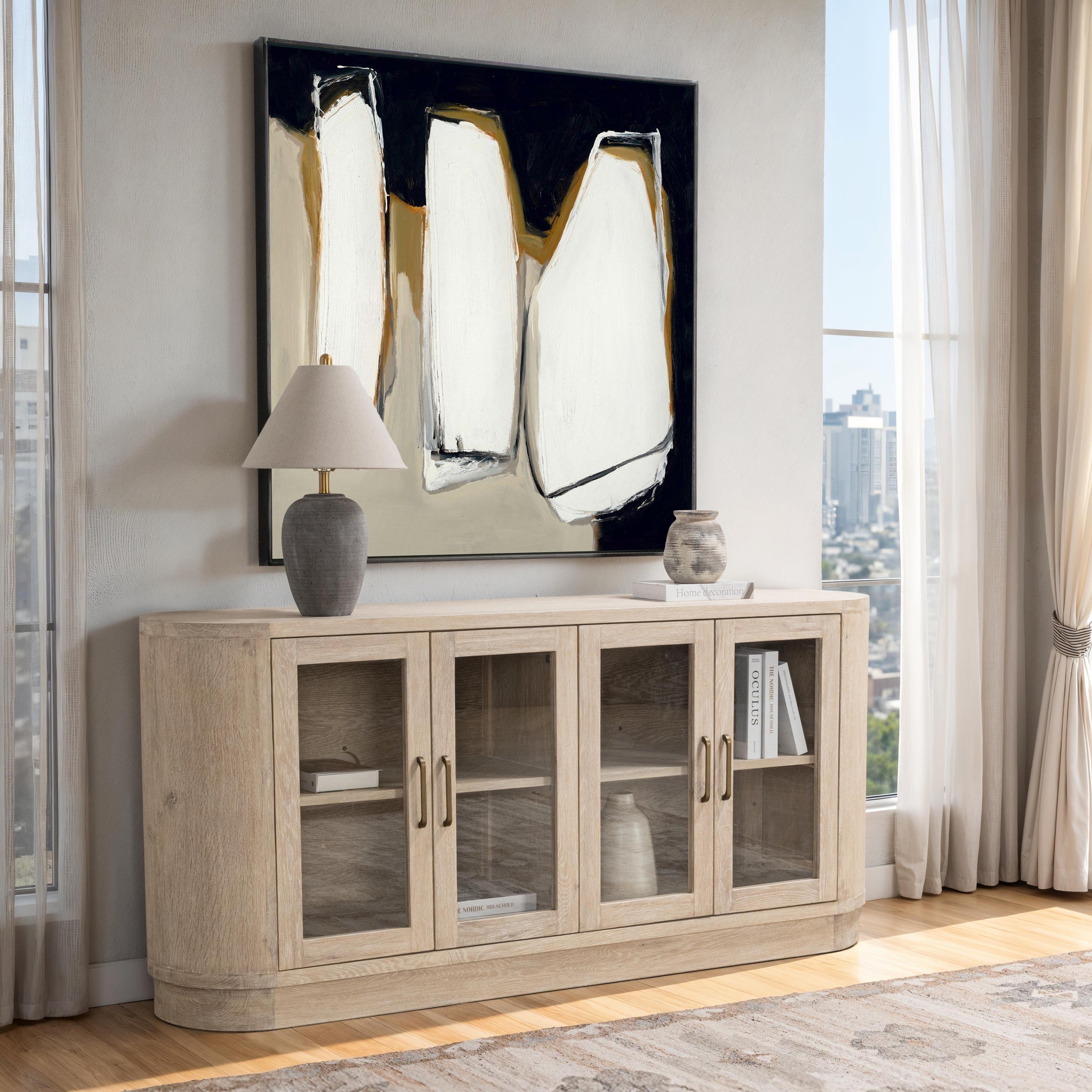 Vander 4 Door Buffet - Cream Washed
