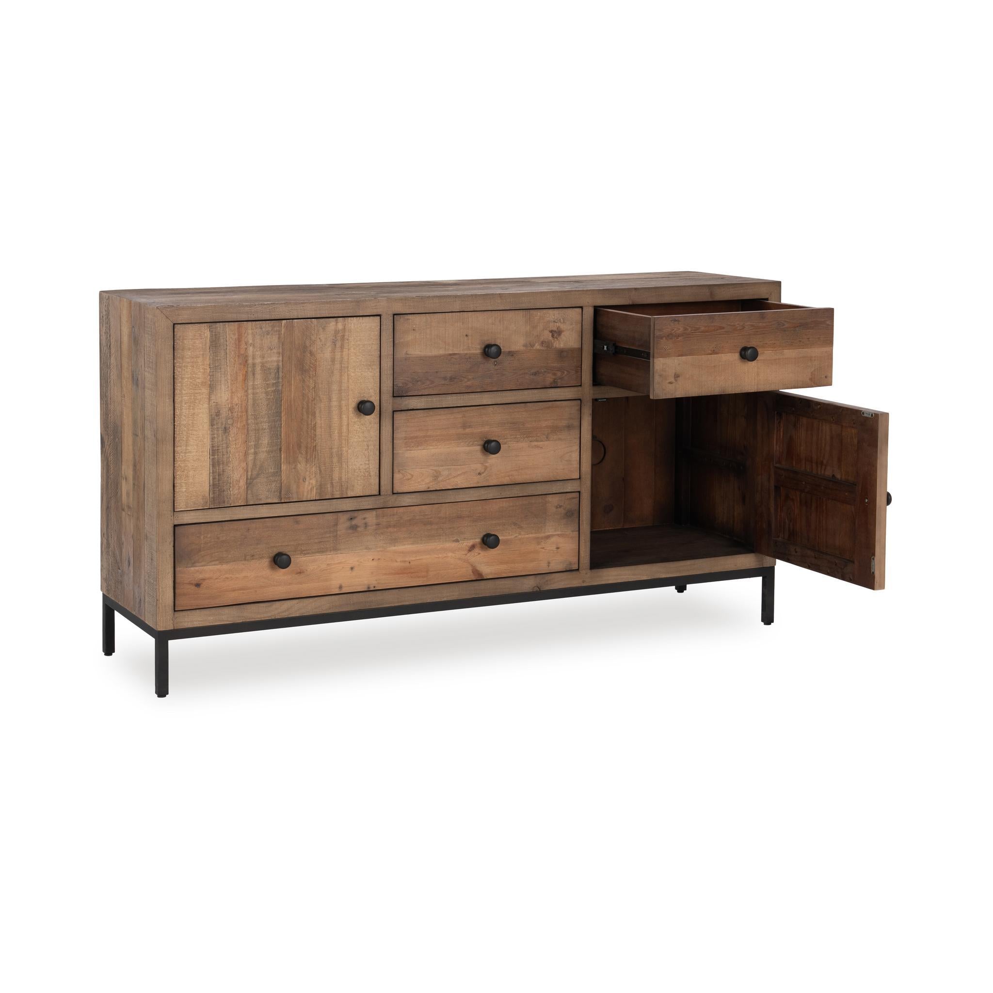 Dita 4 Drawer 2 Door Buffet - Natural Pine