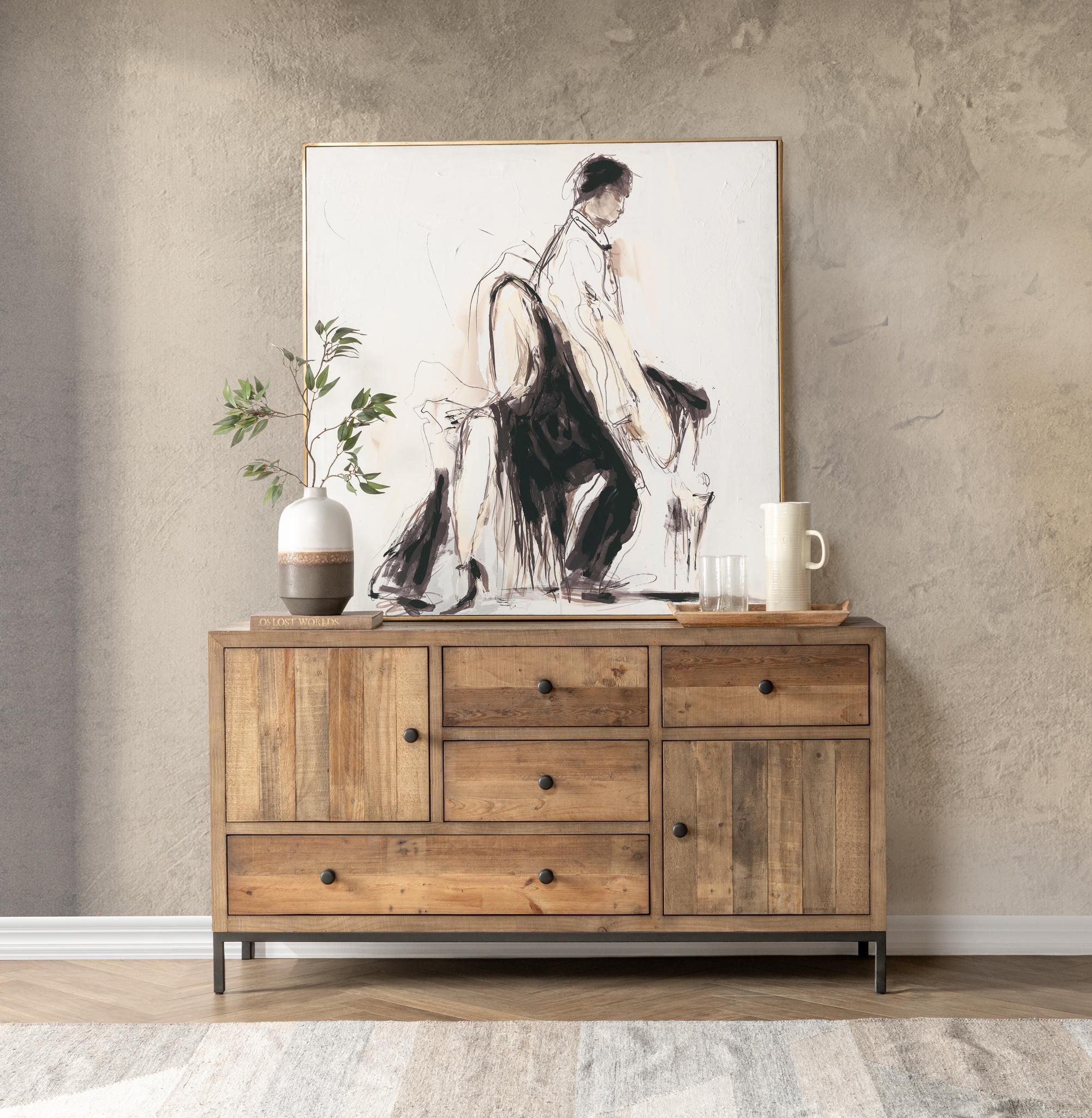 Dita 4 Drawer 2 Door Buffet - Natural Pine
