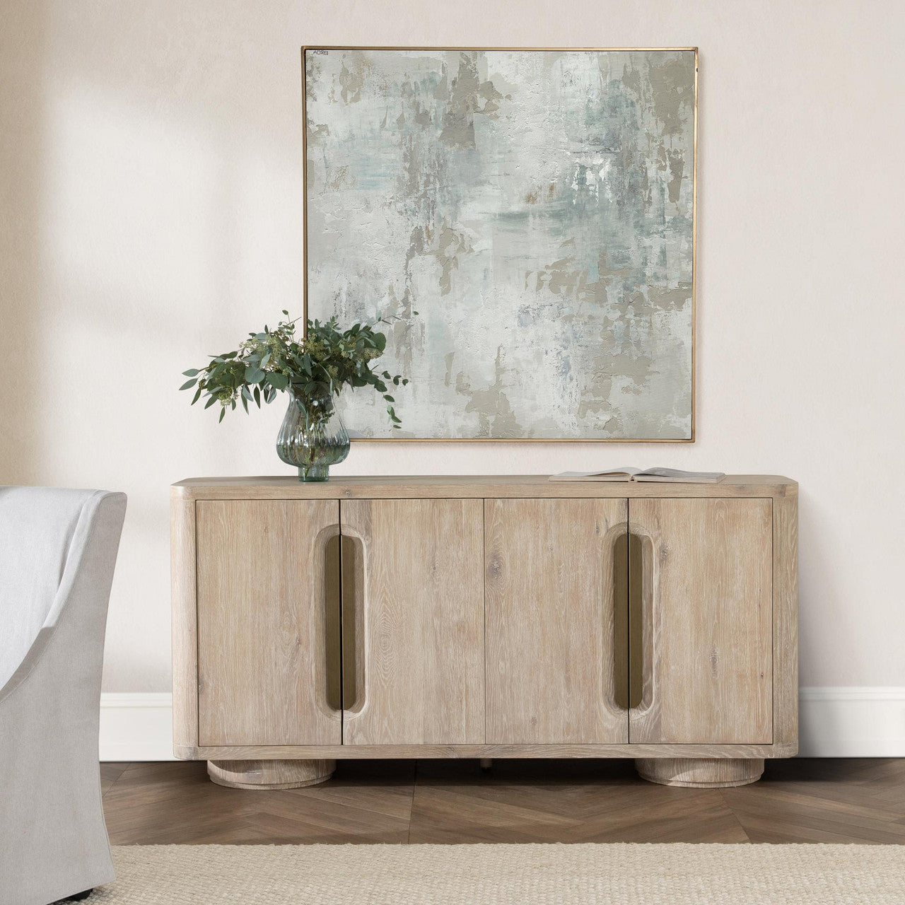 Tiber Solid Wood 4Dr Buffet - Cream Washed