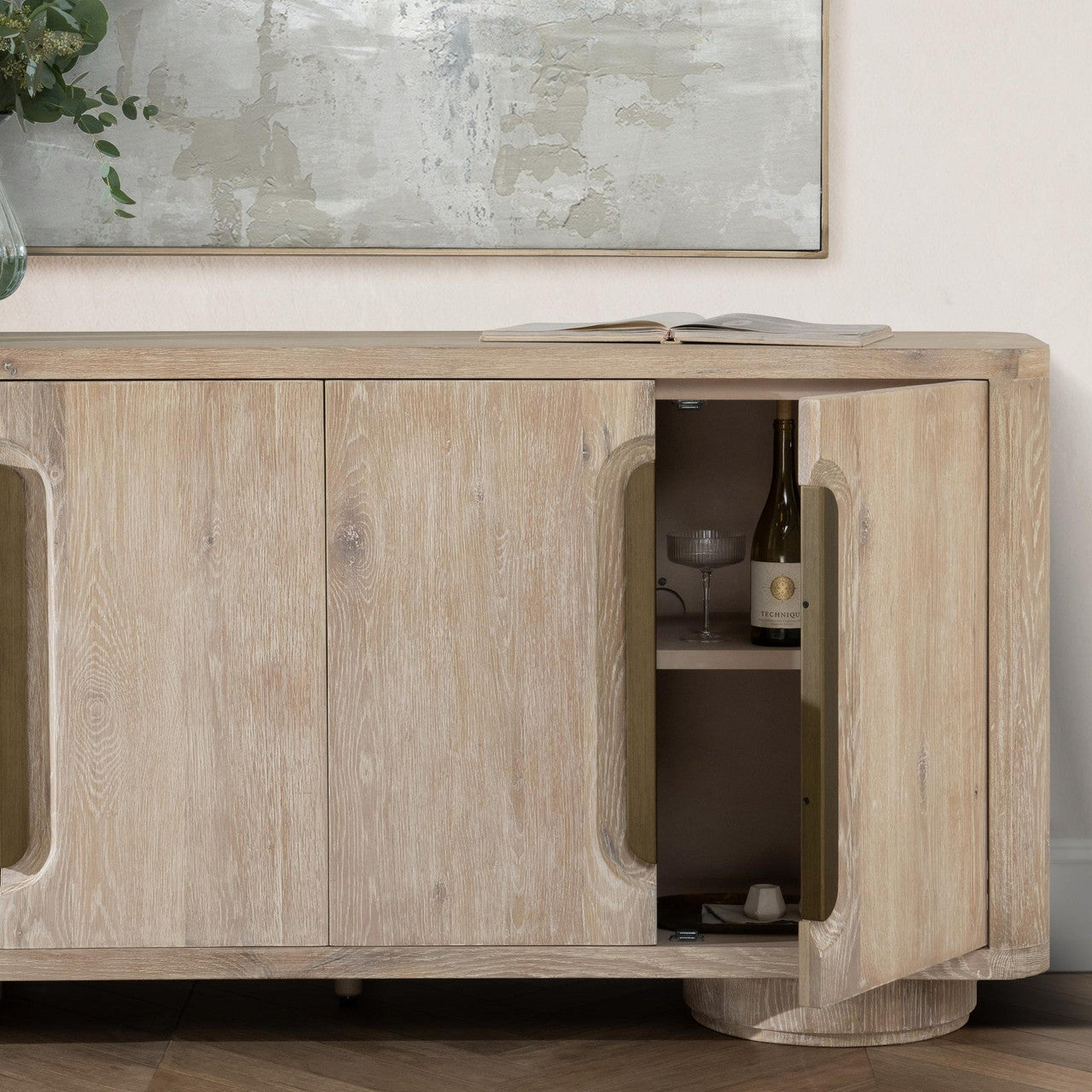 Tiber Solid Wood 4Dr Buffet - Cream Washed
