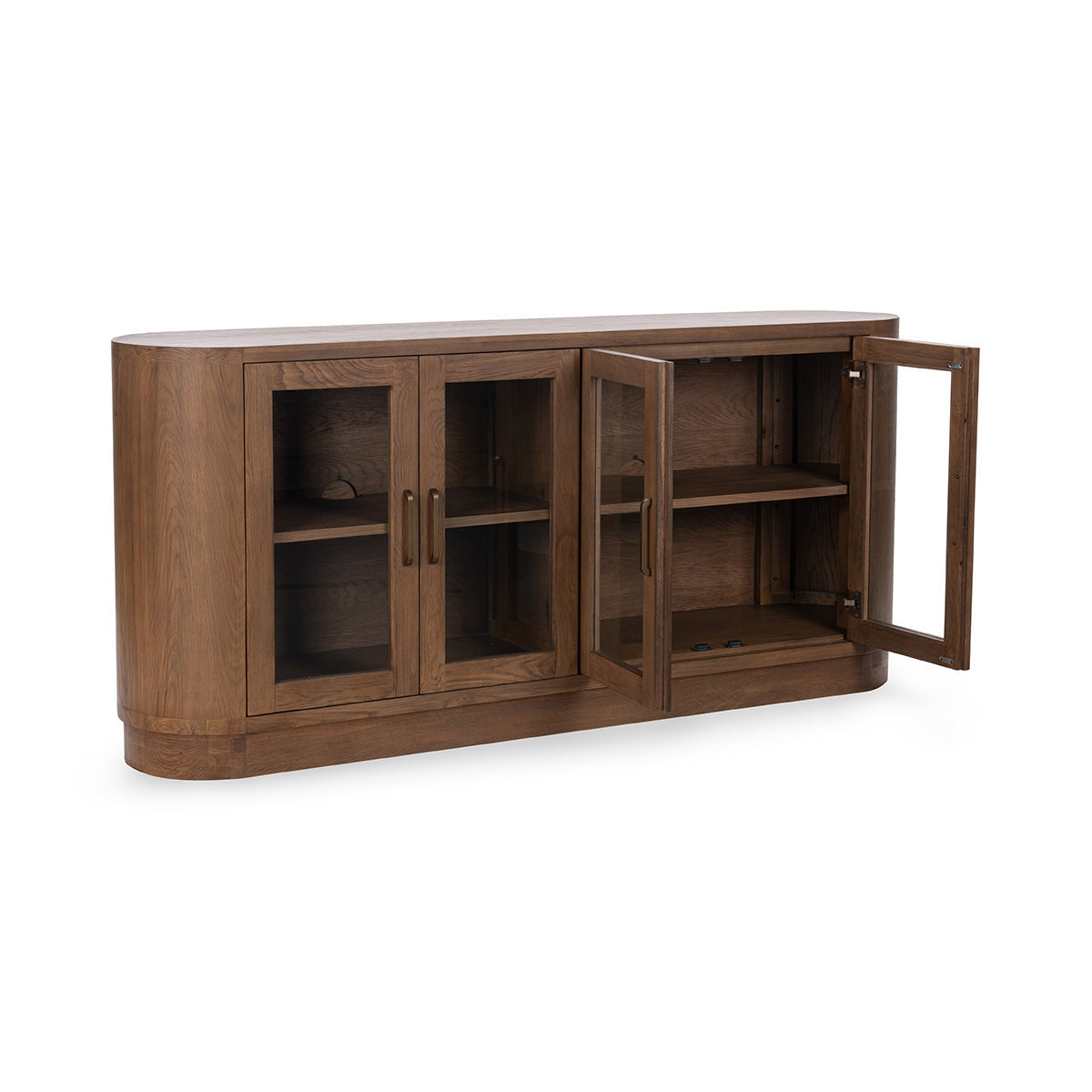 Travelle Oak Wood 4 Door Oval Buffet Sideboard 78"