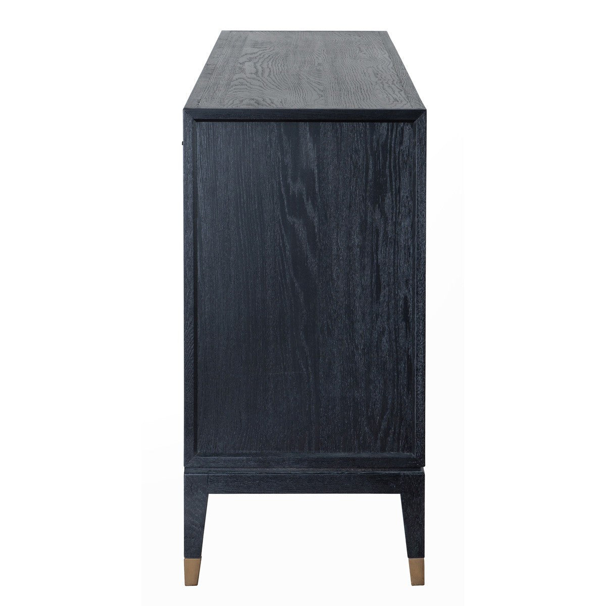 Art Deco Black Oak Wood Sideboard with Brass