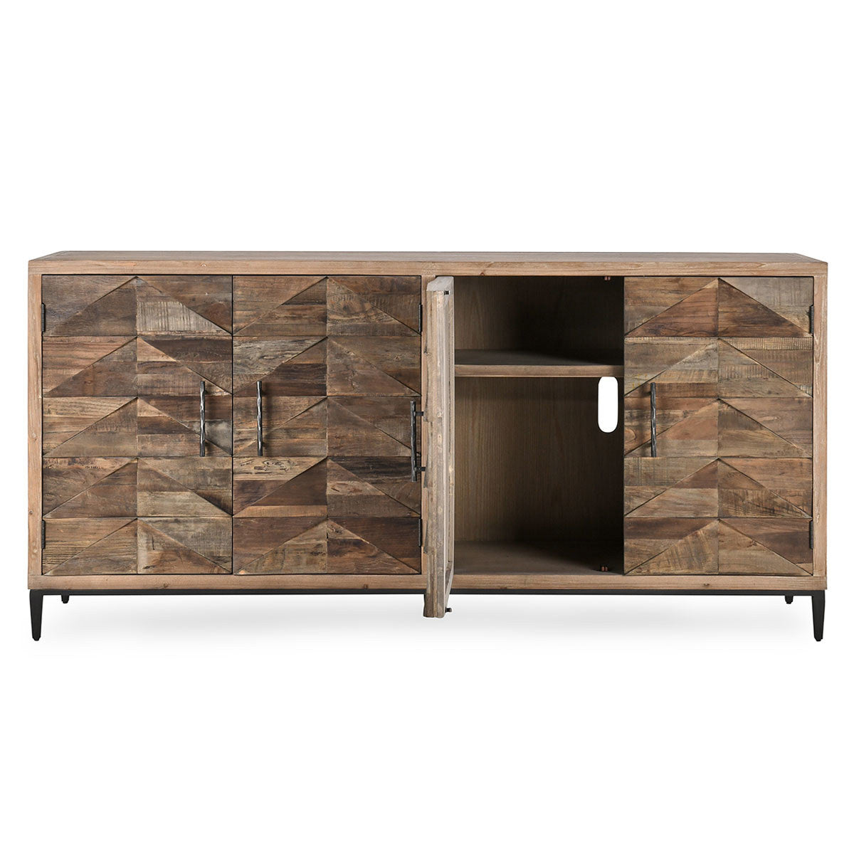 Maverick Solid Wood 4Dr Cabinet - Brown/Natural