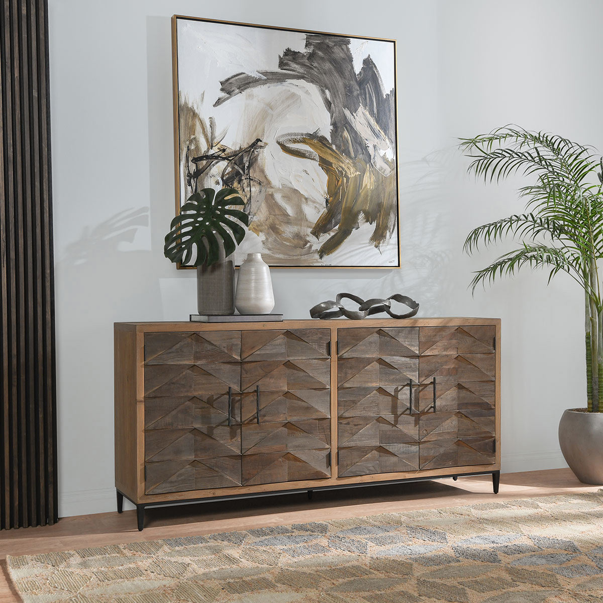 Maverick Solid Wood 4Dr Cabinet - Brown/Natural