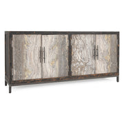 Lisbon 4 Door Cabinet - Weathered Black/Travertine