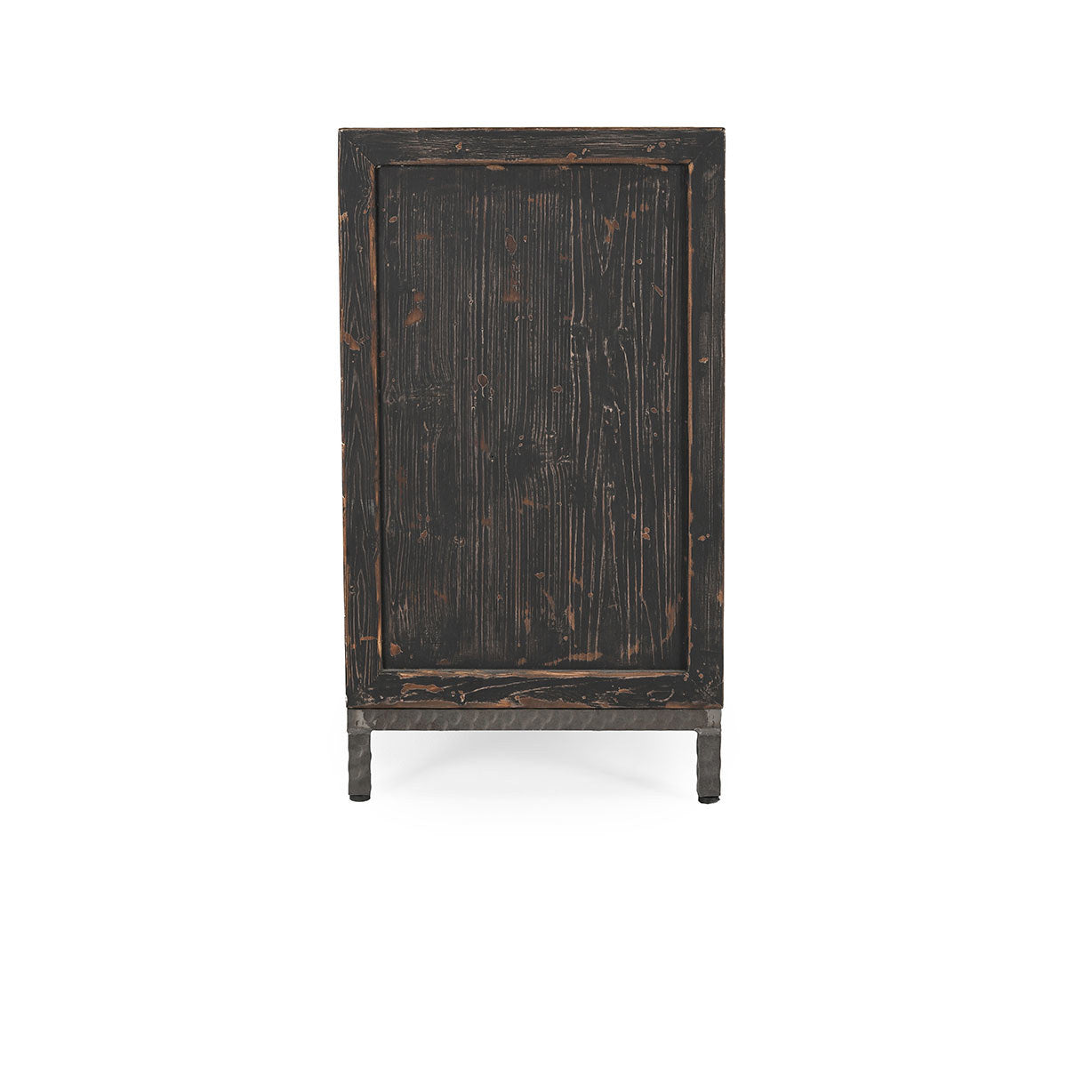 Lisbon 4 Door Cabinet - Weathered Black/Travertine