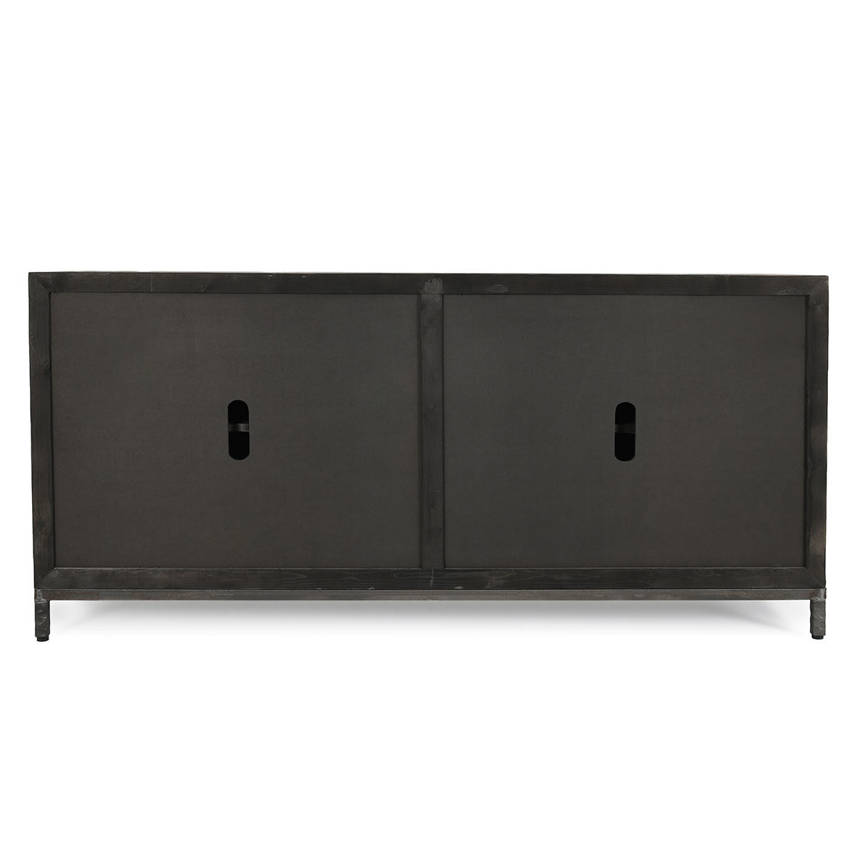 Lisbon 4 Door Cabinet - Weathered Black/Travertine