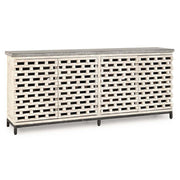 Virginia 4 Door Cabinet - Timeworn Cream/Blue Stone - Vintage Cream
