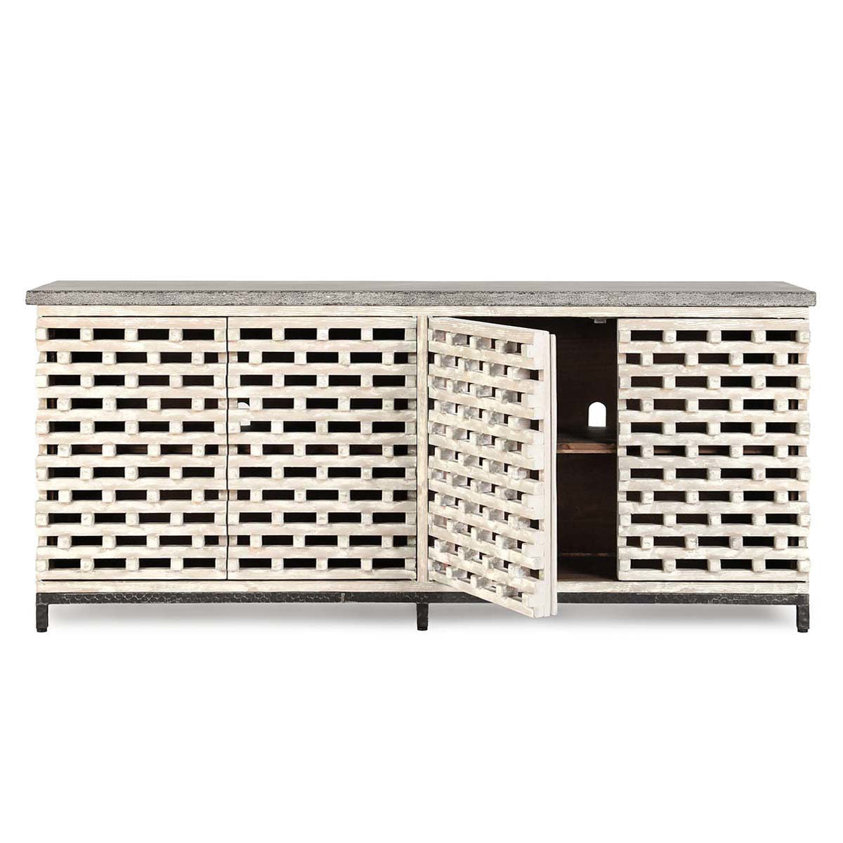 Virginia Reclaimed Wood + Blue Stone  4-Door Sideboard 85"