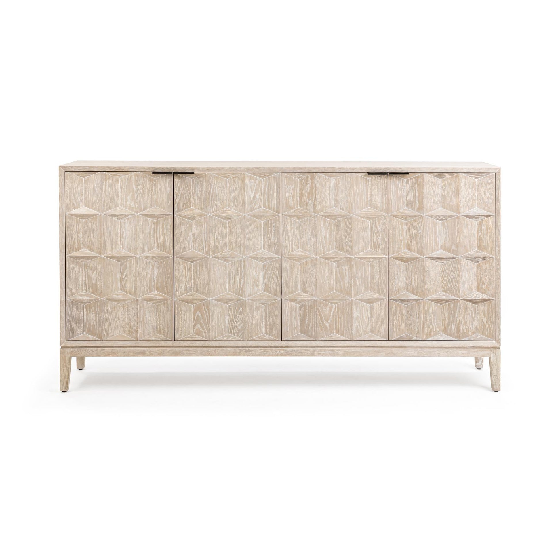 Mira Oak Wood 4Dr Cabinet - Soft Ash