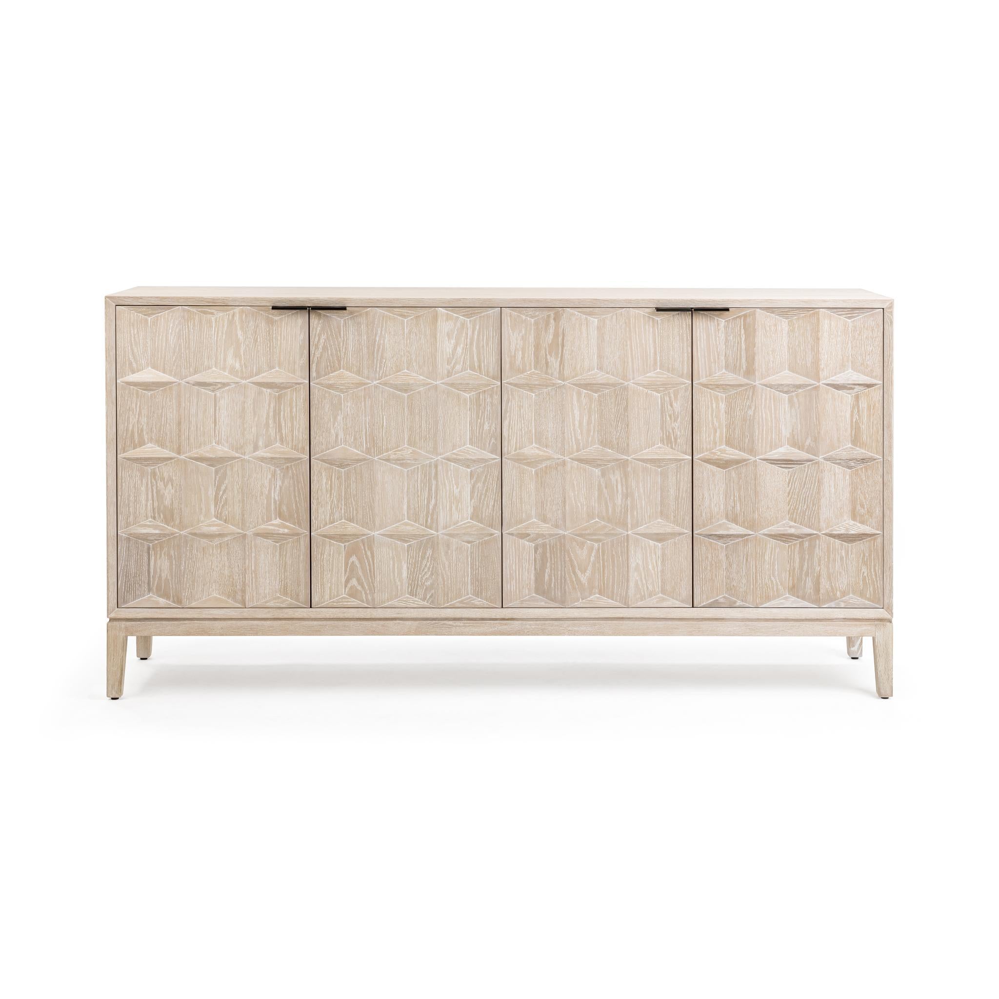 Mira Oak Wood 4Dr Cabinet - Soft Ash