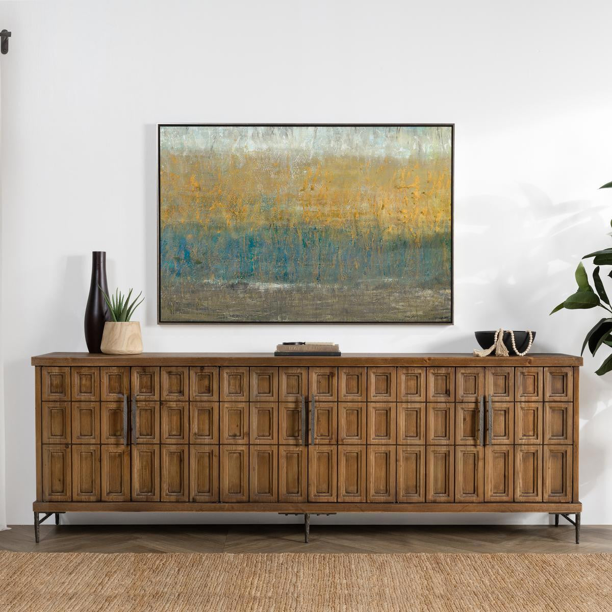 Mark Reclaimed Wood 6-Door Sideboard Cabinet 106" - Brown