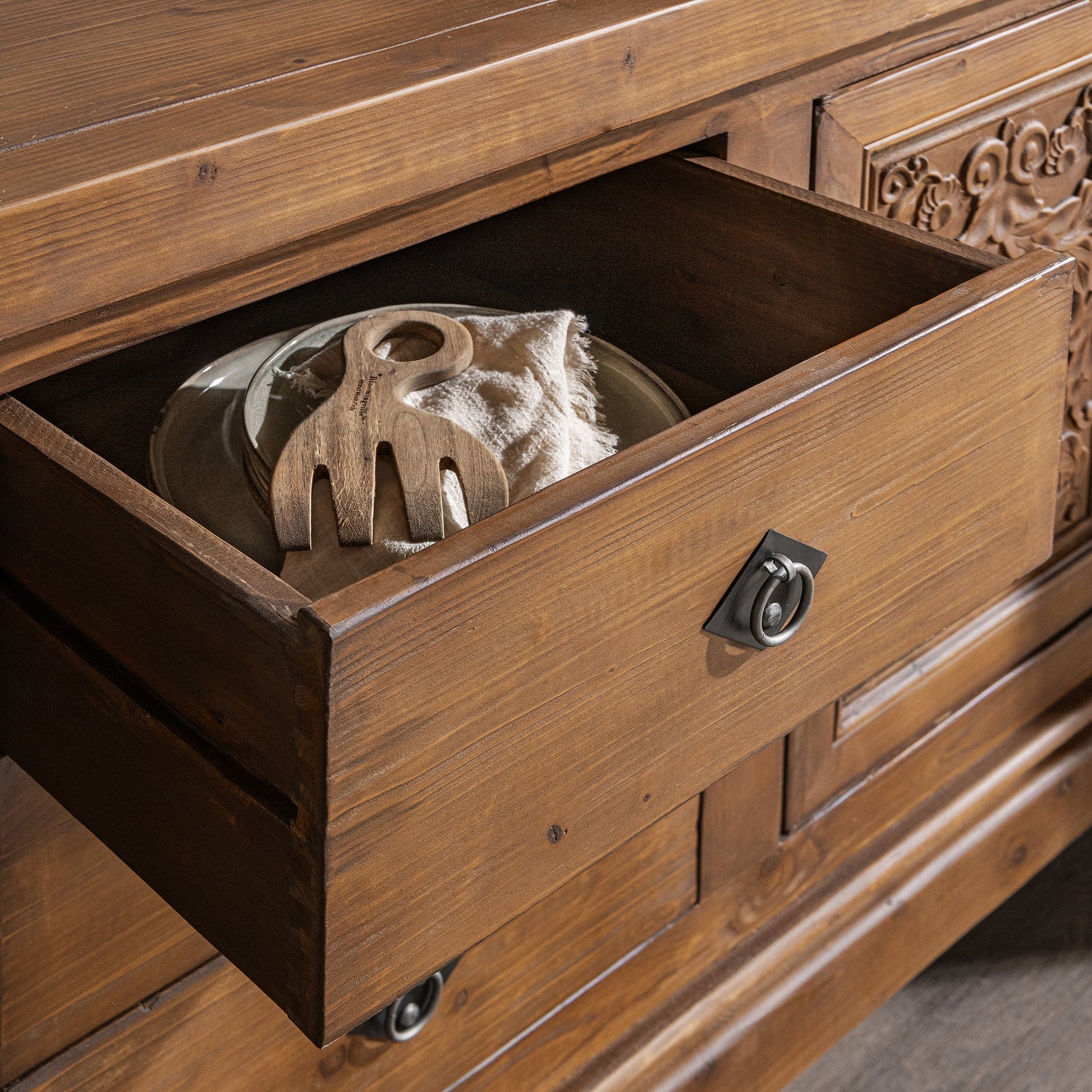 Amita 3 Drawer 4 Door Cabinet - Brown