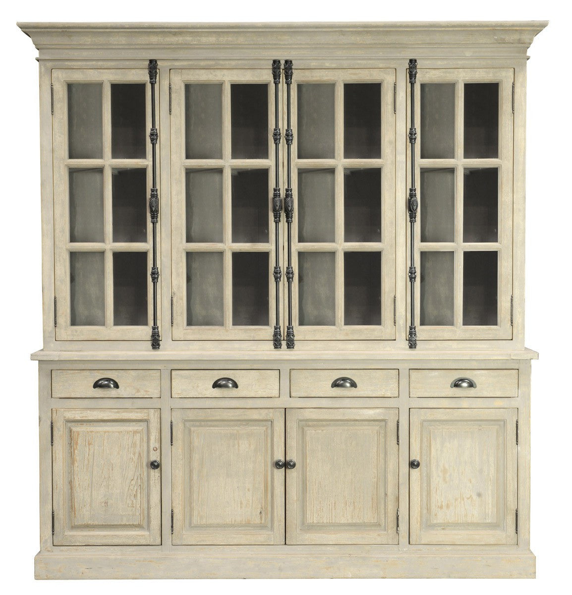 Chateau Reclaimed Wood Hutch Cabinet- Antique White