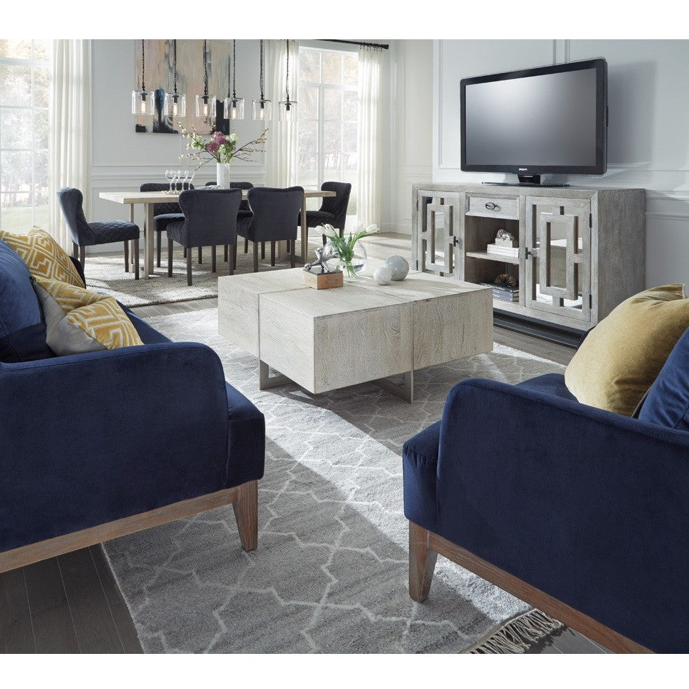 Marabella 2 Door Mirrored Wood Media Console 60"