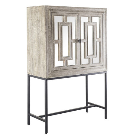 Marabella Mirrored Wood Wine Cabinet