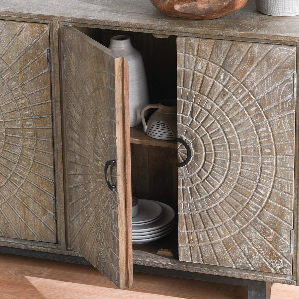 Vivienne 4 Door Cabinet - Distressed Taupe