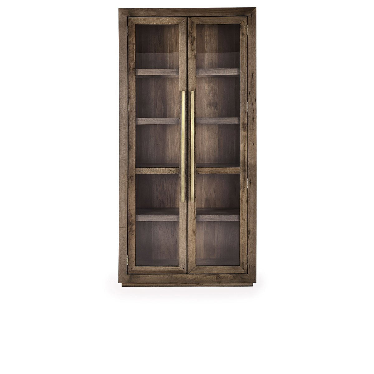 Amy Oak Wood 2 Glass Door Tall Curio Cabinet 91"