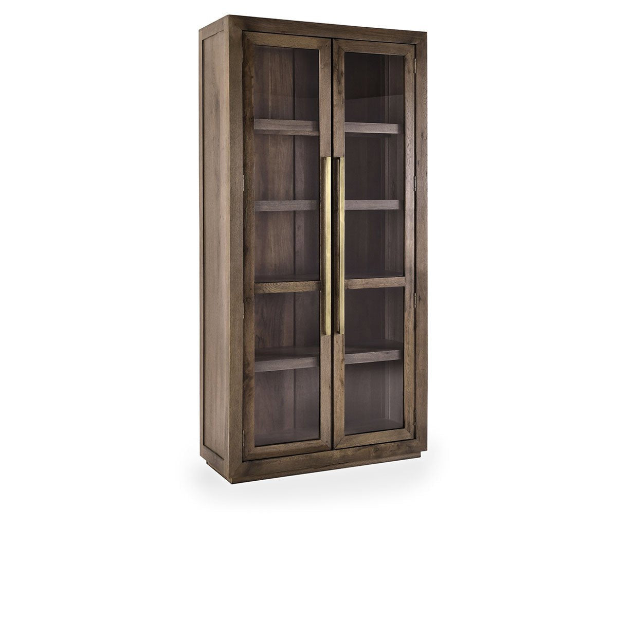 Amy Oak Wood 2 Glass Door Tall Curio Cabinet 91"