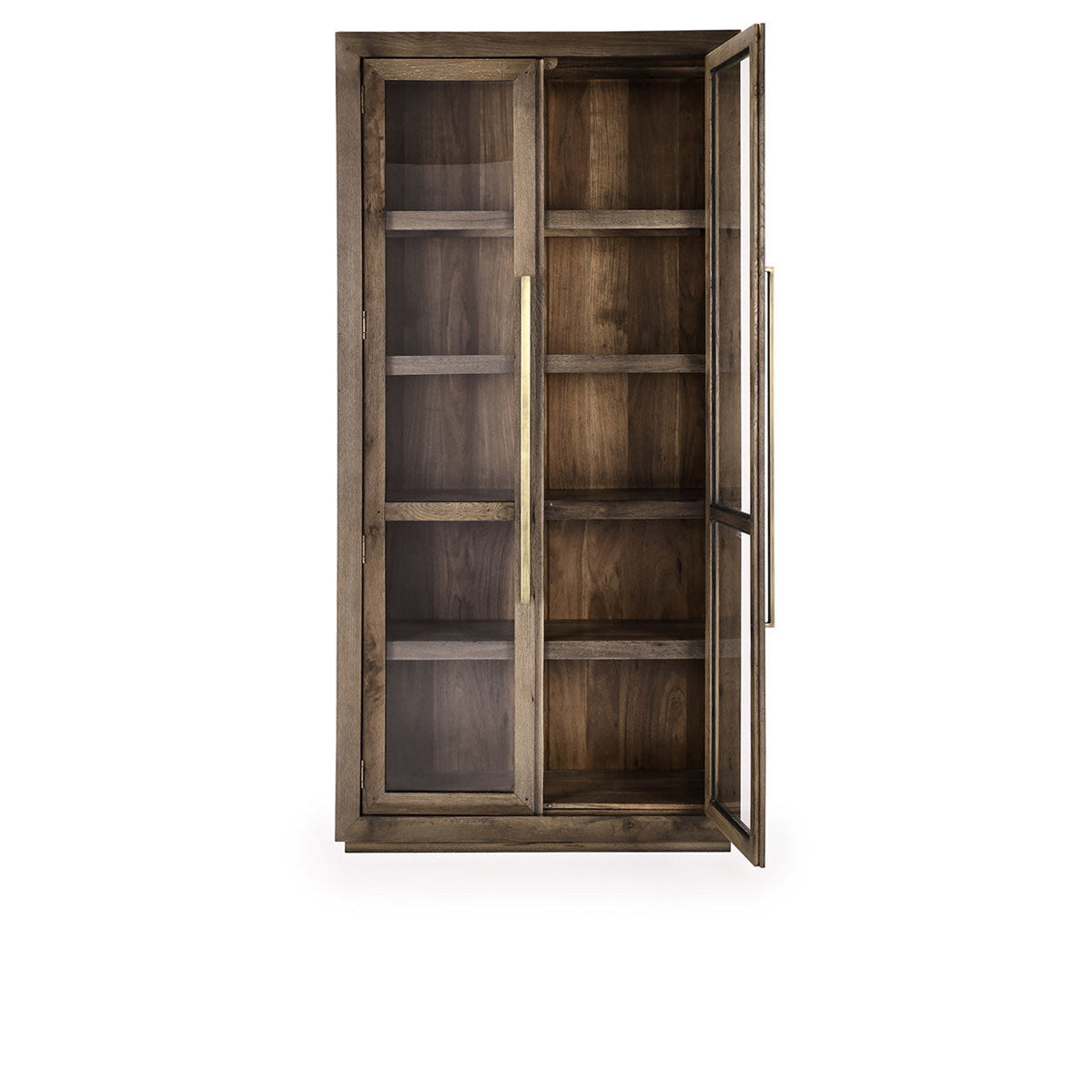 Amy Oak Wood 2 Glass Door Tall Curio Cabinet 91"
