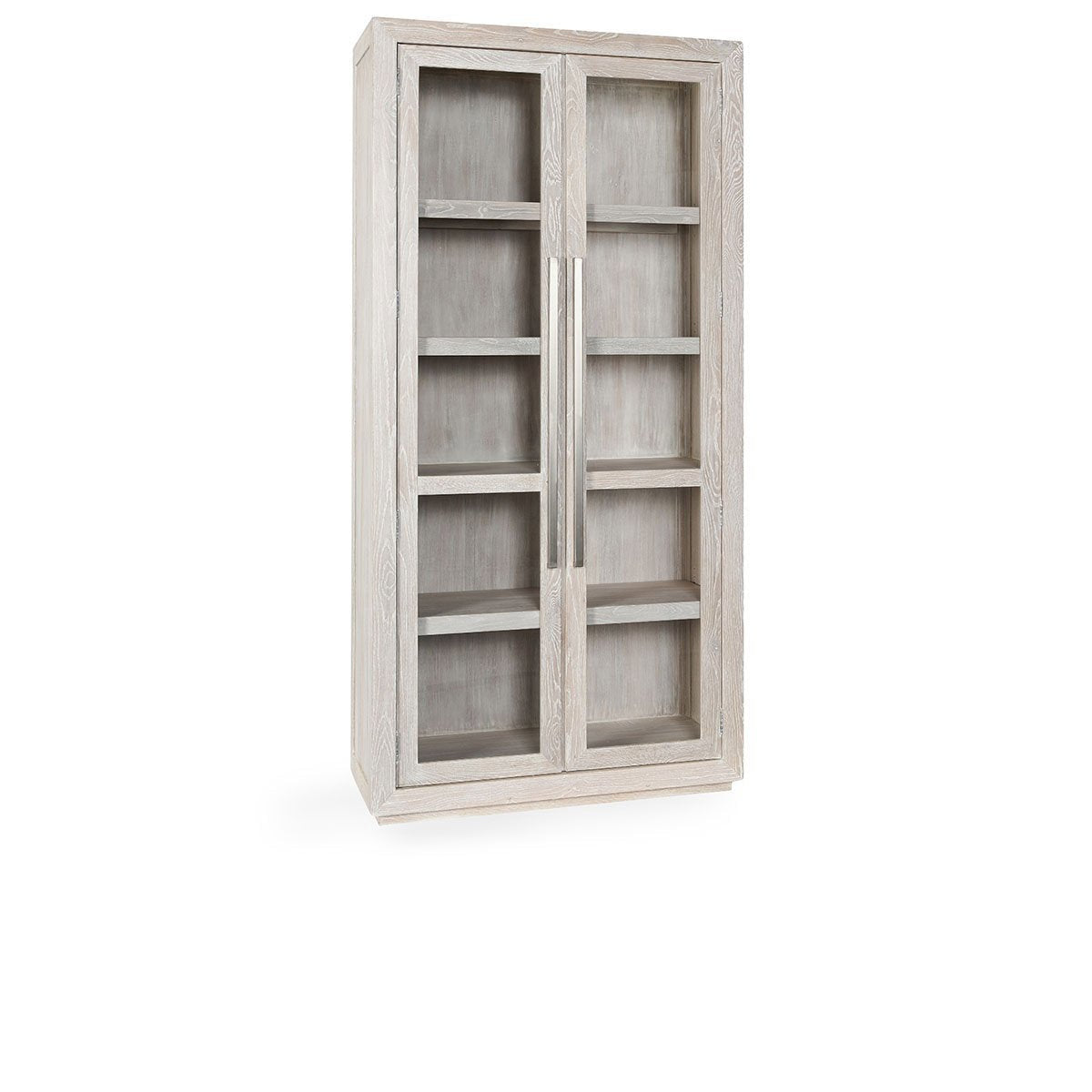Amy Oak Wood 2 Glass Door Tall Curio Cabinet 91"-White Wash