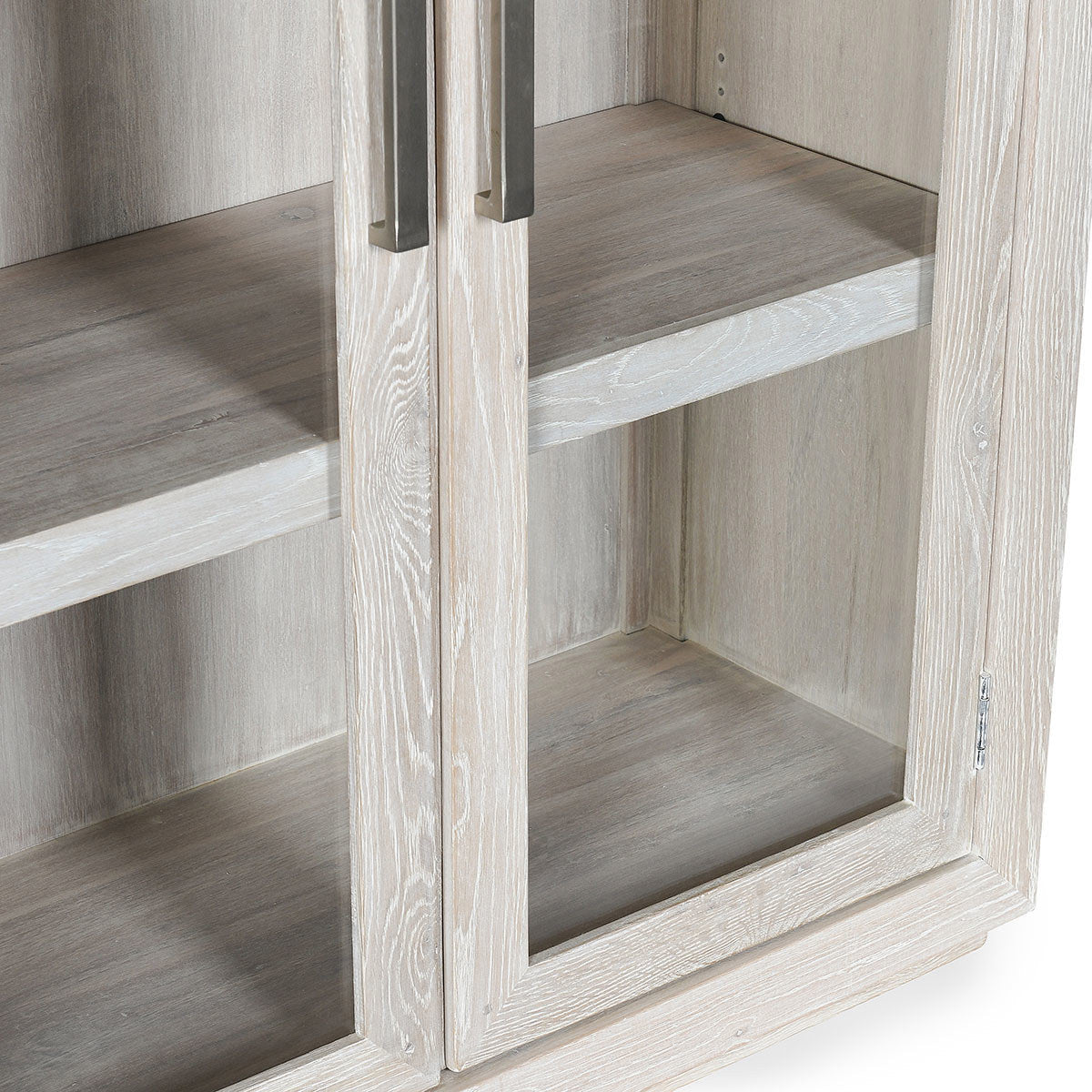 Amy Oak Wood 2 Glass Door Tall Curio Cabinet 91"-White Wash