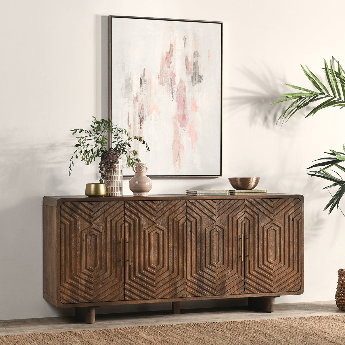 Holmes 4 Door Buffet - Artisan Brown - Light Brown