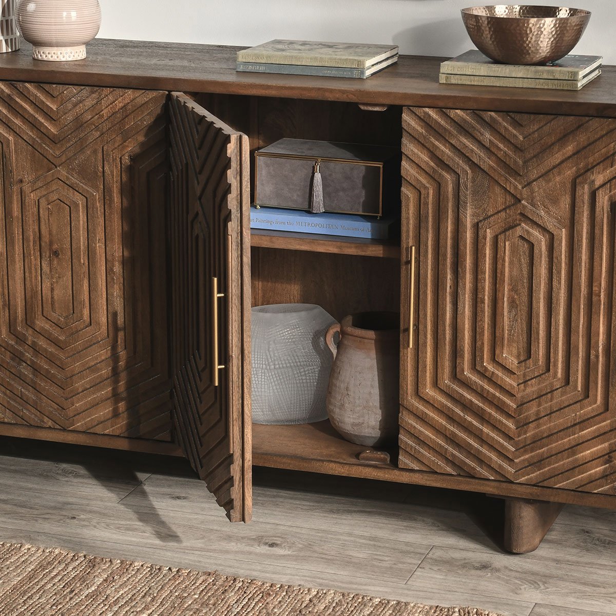 Holmes 4 Door Buffet - Artisan Brown - Light Brown