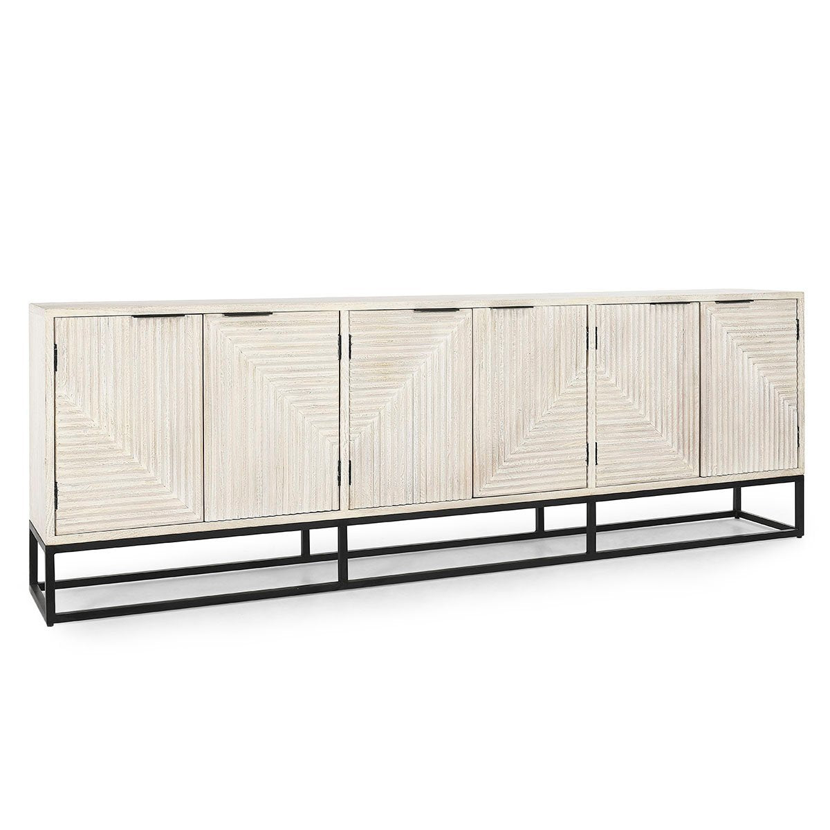 Flint 6 Door Cabinet - Coastal White - White Wash