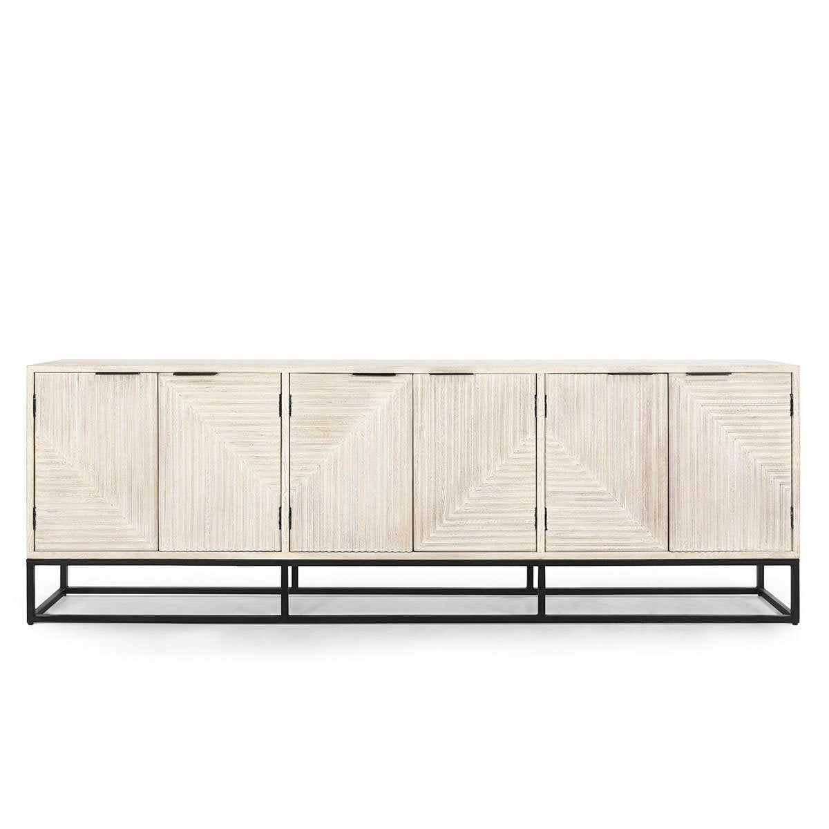 Finn Carved Solid Wood 6 Door Large Sideboard 108"