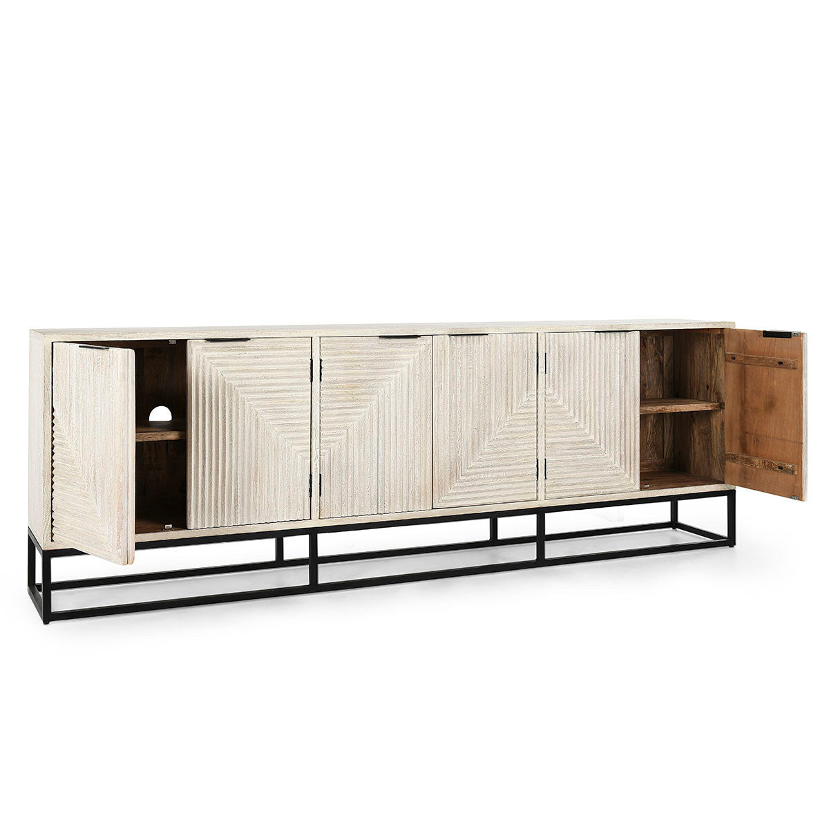 Flint 6 Door Cabinet - Coastal White - White Wash