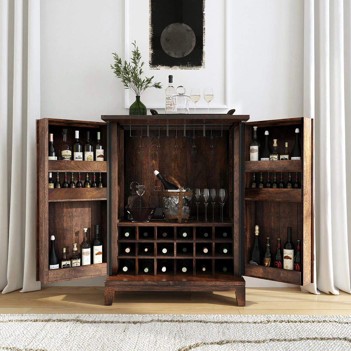 Vivienne Bar Cabinet - Distressed Taupe