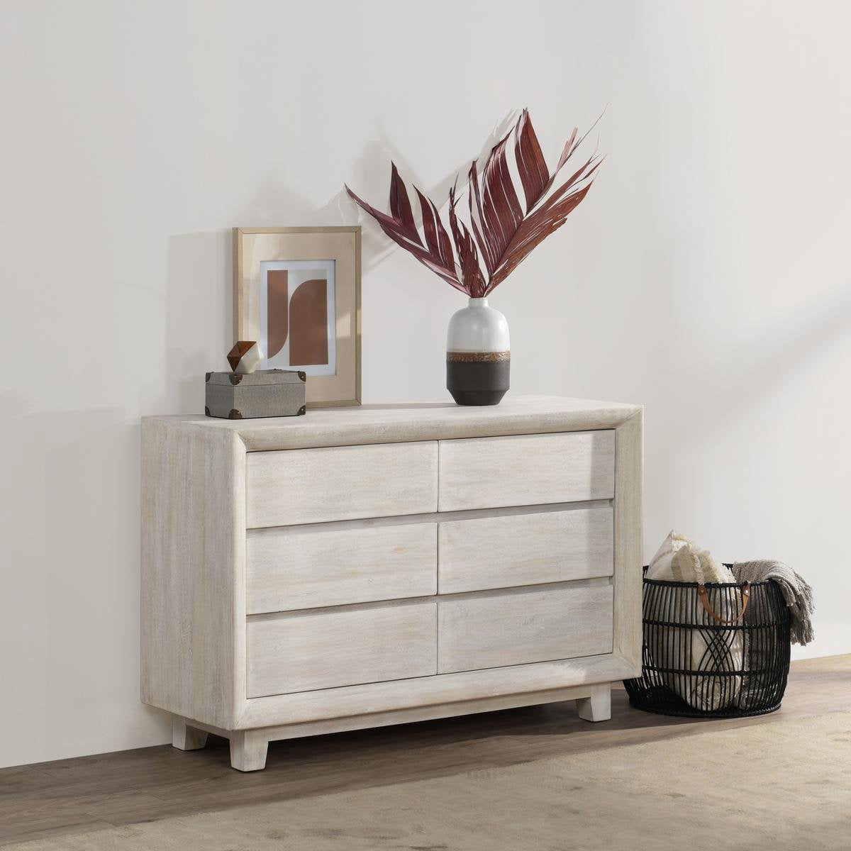 Reece 6 Drawer Dresser - Seashell White - Sand