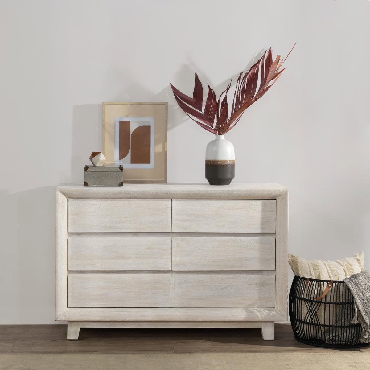 Reece 6 Drawer Dresser - Seashell White - Sand