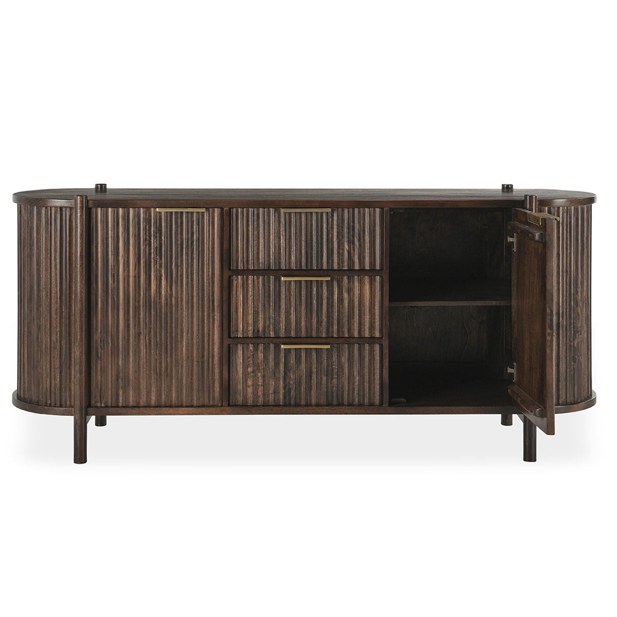 Redford 3 Drawer 2 Door Cabinet - Bark Brown