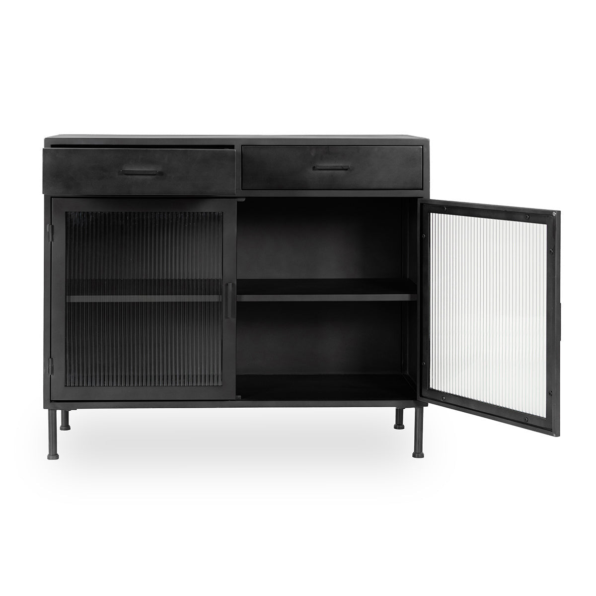 Nore Metal/Glass 2Dwr 2Dr Cabinet