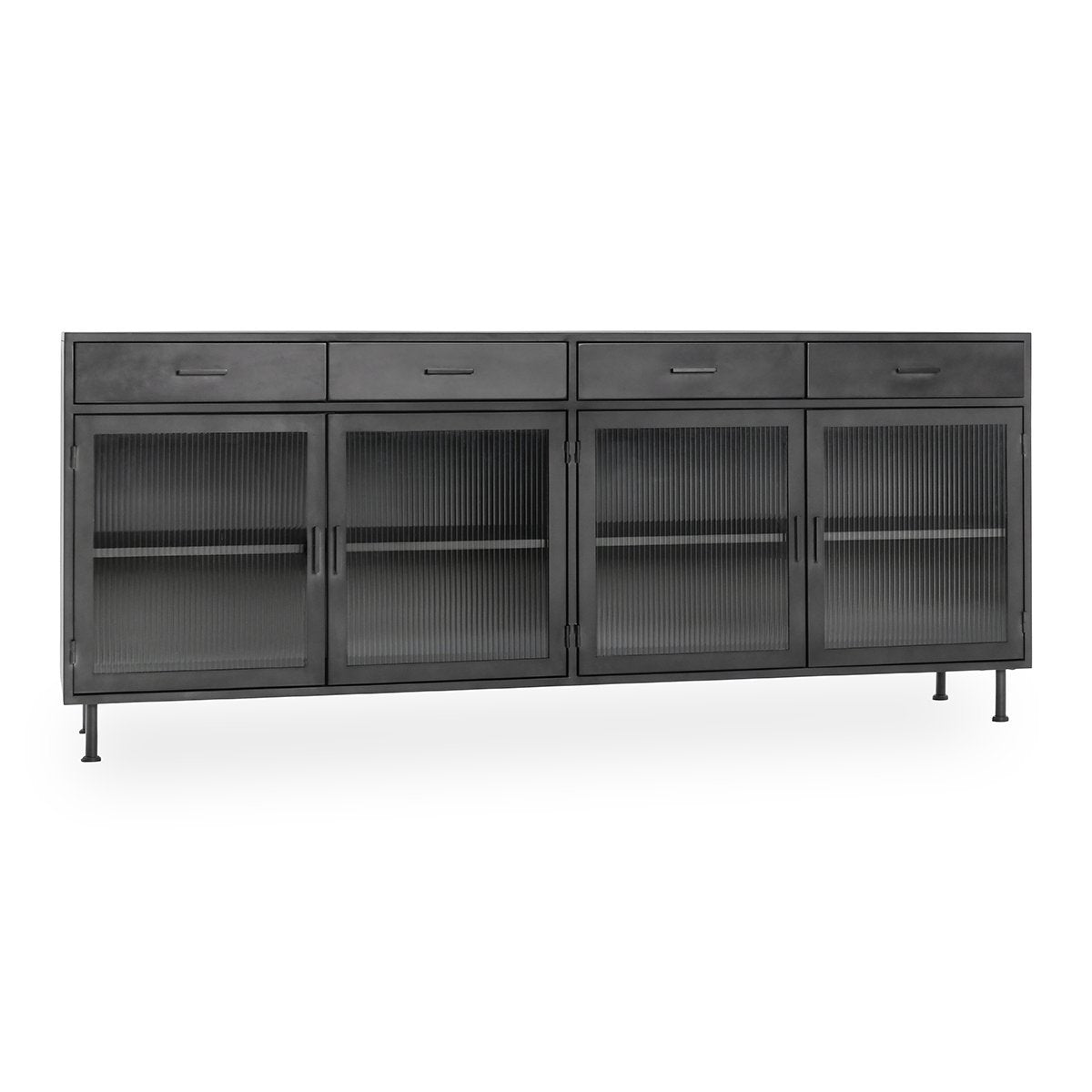 Nore 4 Drawer 4 Door Cabinet - Black
