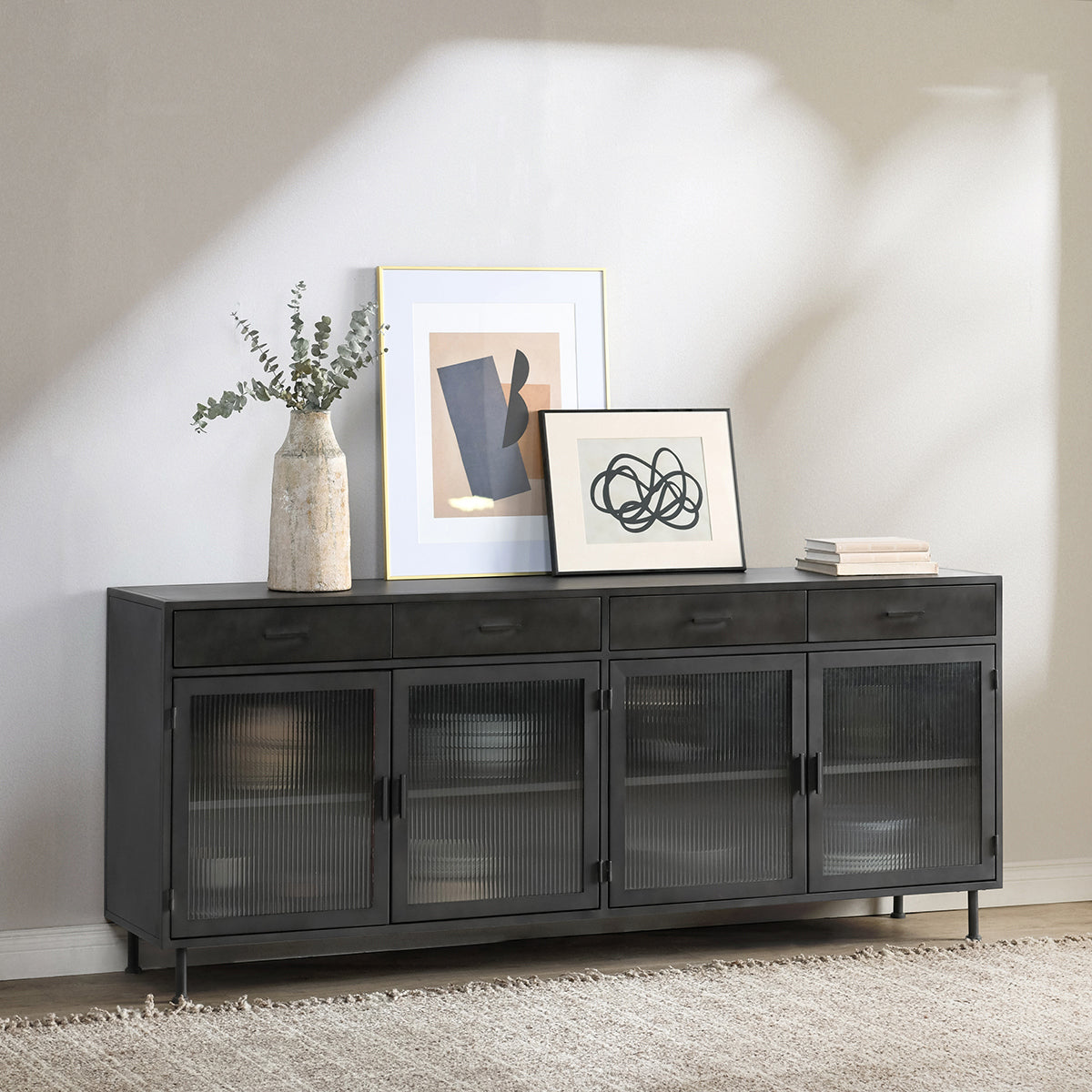 Nore 4 Drawer 4 Door Cabinet - Black
