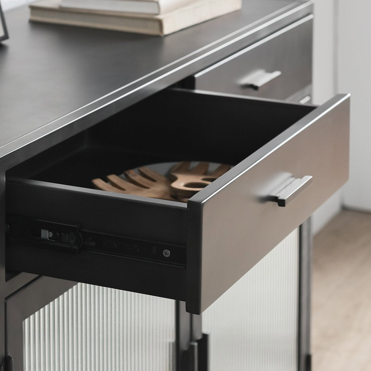 Nore 4 Drawer 4 Door Cabinet - Black