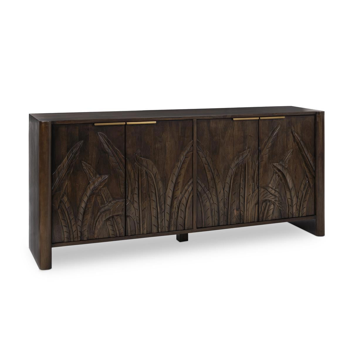 Ledro Solid Wood 4Dr Cabinet - Dark Brown