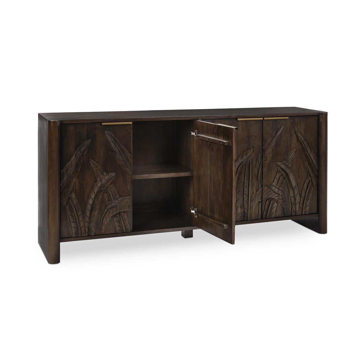 Ledro Solid Wood 4Dr Cabinet - Dark Brown