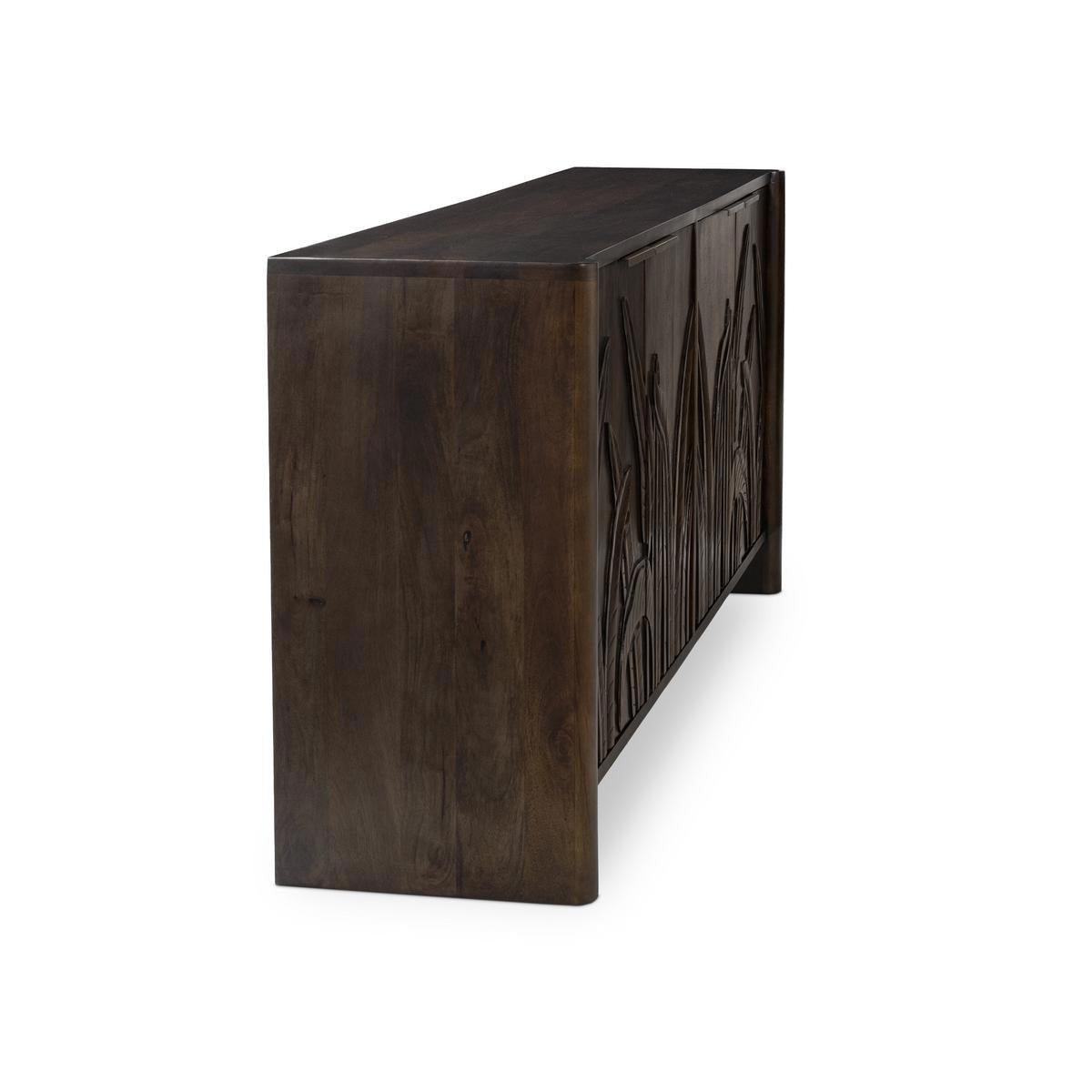 Ledro Solid Wood 4Dr Cabinet - Dark Brown