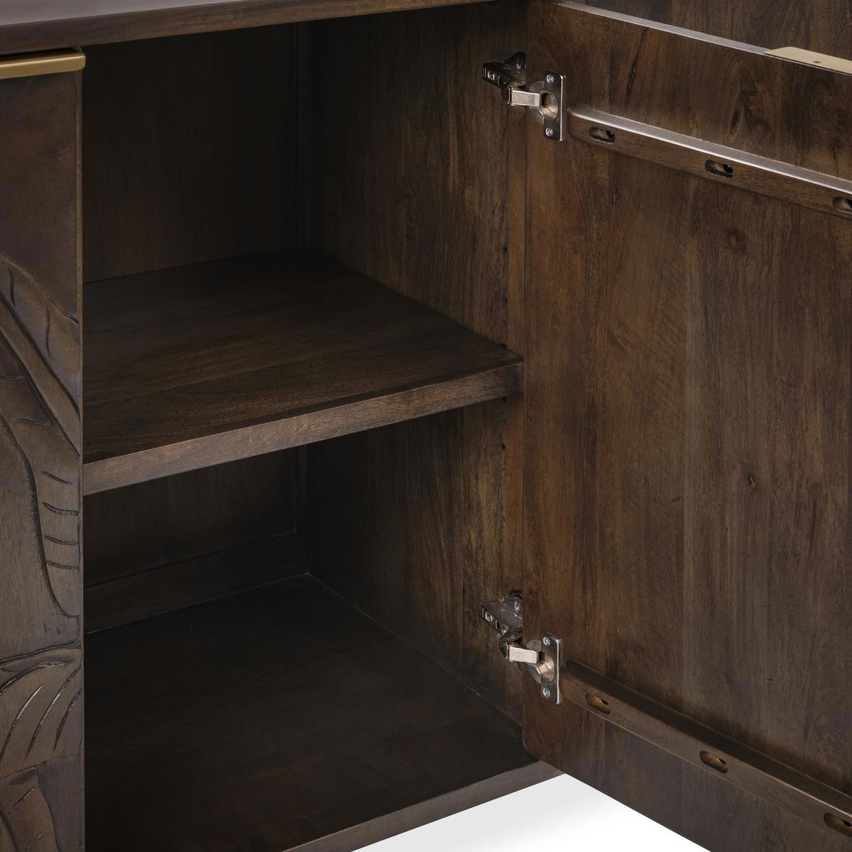 Ledro Solid Wood 4Dr Cabinet - Dark Brown