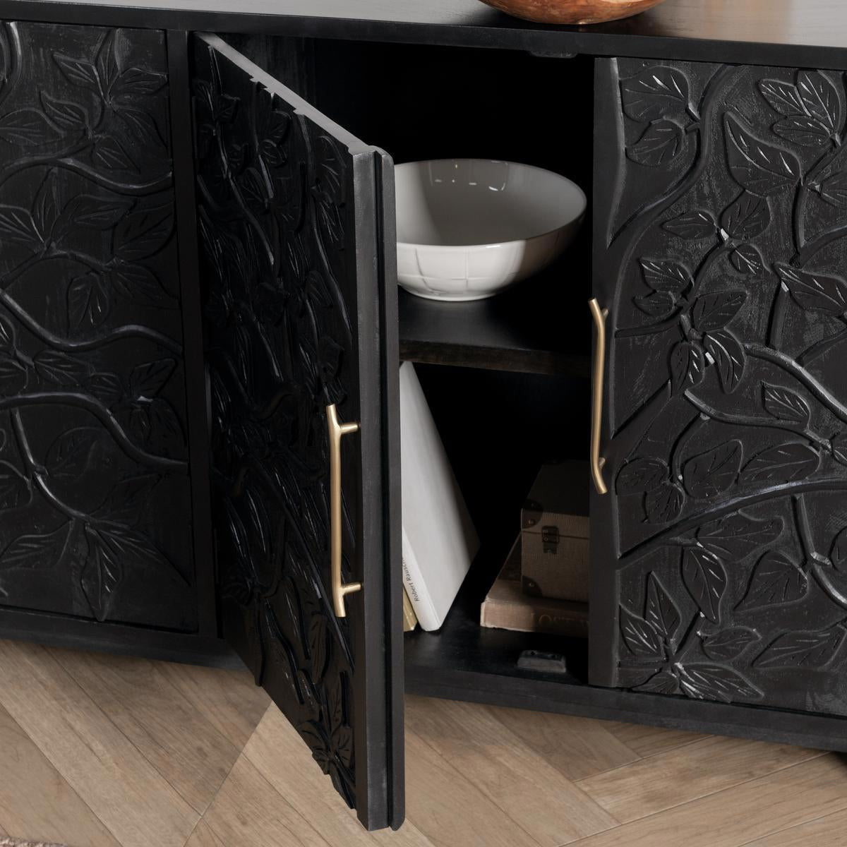 Albero Solid Wood 4Dr Buffet - Black