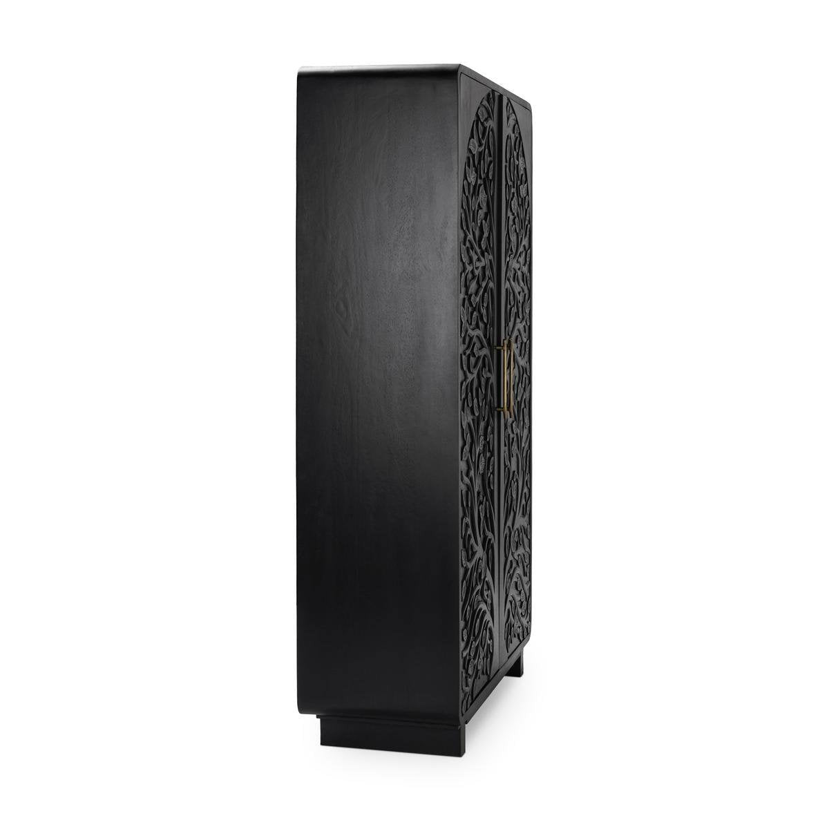 Albero Solid Wood Tall Cabinet - Black