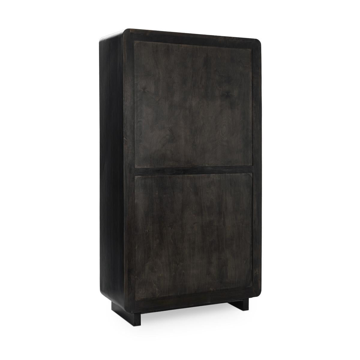 Albero Solid Wood Tall Cabinet - Black